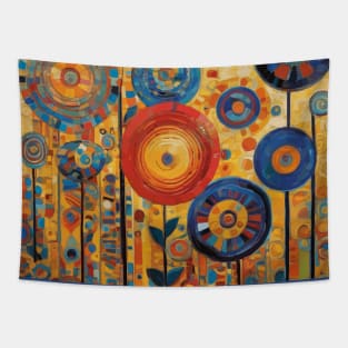 Abstract Flowers in a Garden Landscape After Klimt Tapestry