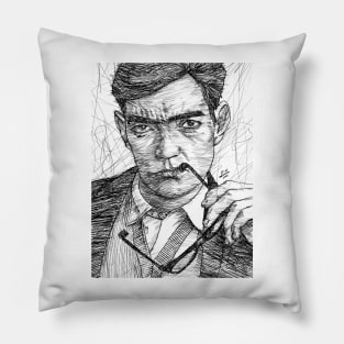 JULIO CORTAZAR ink portrait .1 Pillow