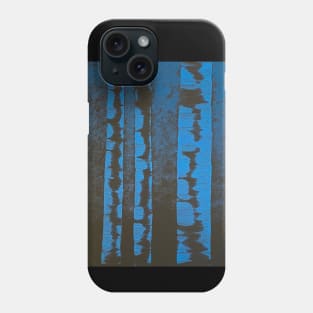 Black and Blue Birch Trees with Blue Background Phone Case