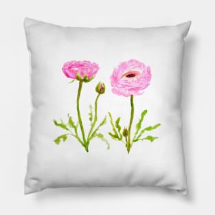 2 pink  ranunculus flowers Pillow