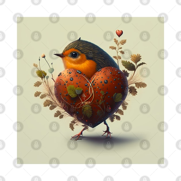 Bird with hearth by Mr Youpla