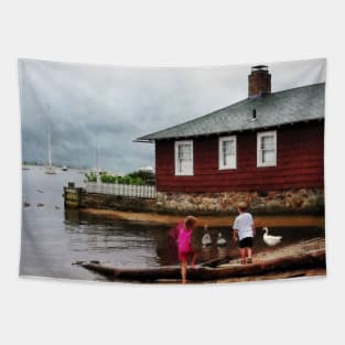 Essex CT - Children Playing At Harbor Tapestry