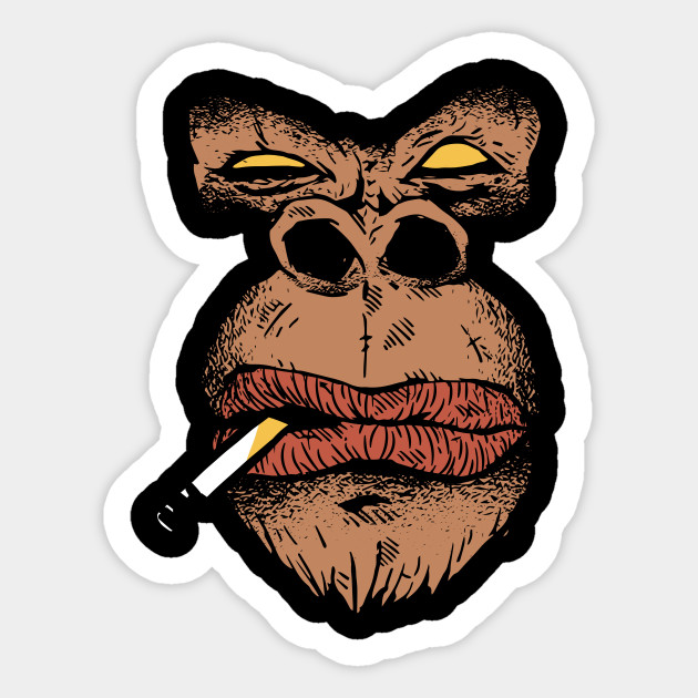 Gorilla Smoking Gorilla Face Sticker Teepublic Uk