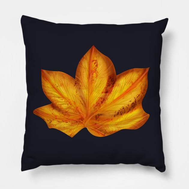 Orange autumn leaves Pillow by Salma Ismail