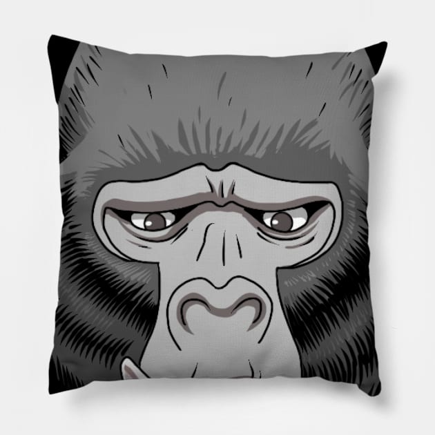 DEPRESSED GORILLA Pillow by pnoid