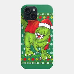 T Rex Santa Claus Ugly Christmas Sweater Phone Case