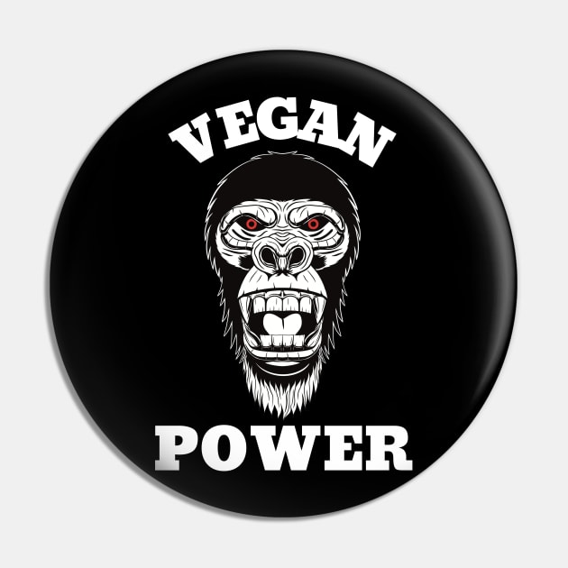 Vegan Power Workout, Gorilla Head Pin by micho2591