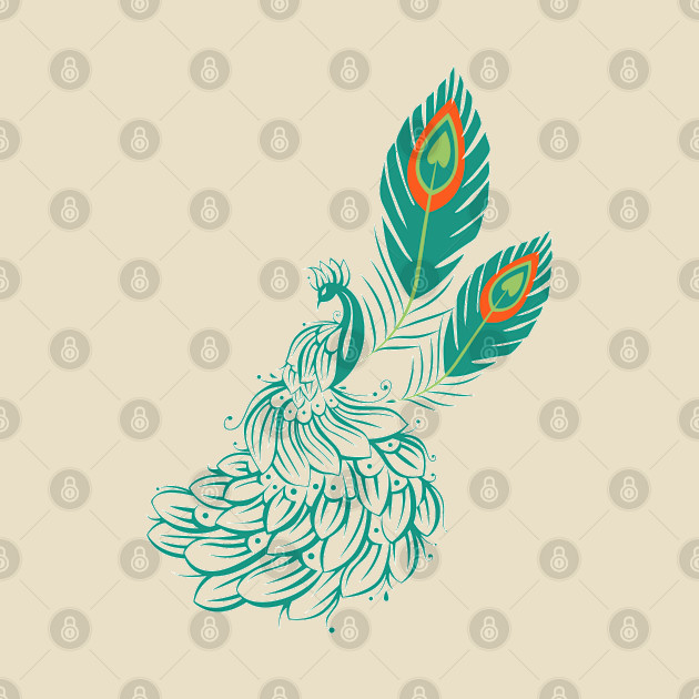 Peacock in tattoo style ( Print on front and back) by  Suchalee