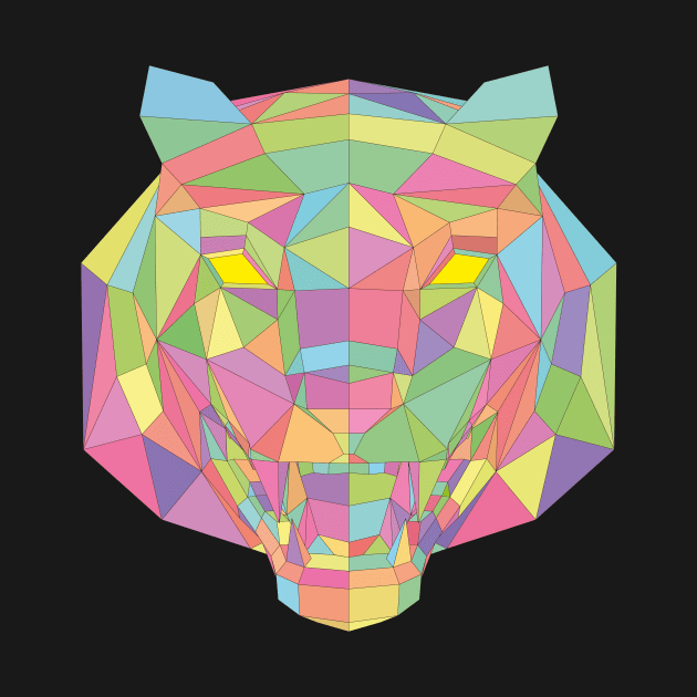 Multicolored Low Poly Tiger Head, mosaic tiger (art2) by 3DVictory