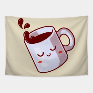 Cute Sleepy Mug With Coffee Cartoon Tapestry