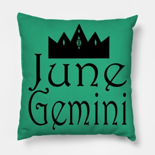 June Gemini Text with Crown Pillow