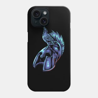 Crow on helmet of a Spartan Phone Case