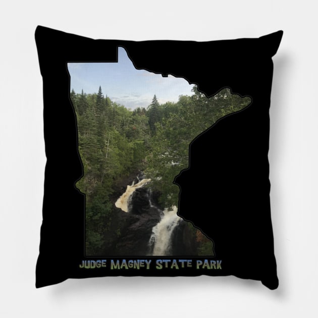 Minnesota Outline (Devil's Kettle in Judge Magney State Park) Pillow by gorff