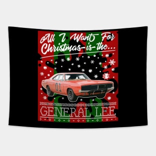 All I Want For Christmas Is The General Lee Dukes Of Hazzard Tapestry