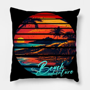 Summer Shirt Beach Palm Sunset Sea Pillow