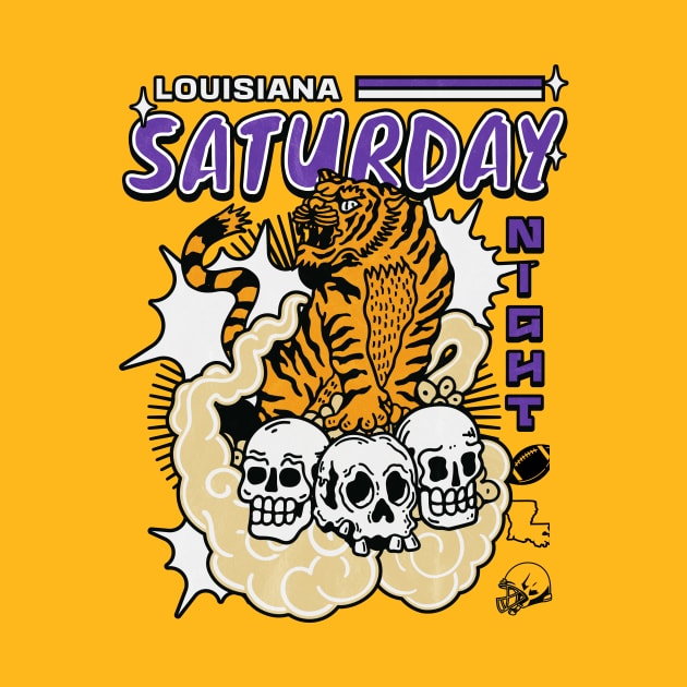 Retro Louisiana Saturday Night Manga Style Purple and Gold by SLAG_Creative