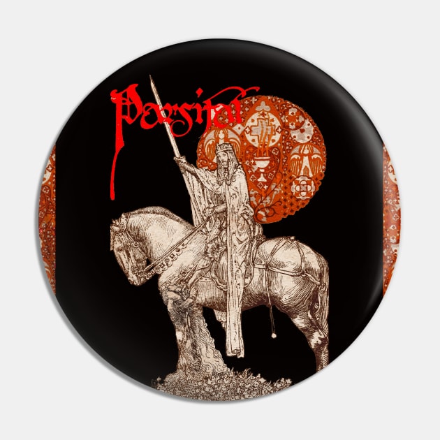 PERCEVAL LEGEND /QUEST OF HOLY GRAIL Red Black Fantasy Pin by BulganLumini