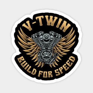 Motorcycle Engine & Golden Wings Magnet