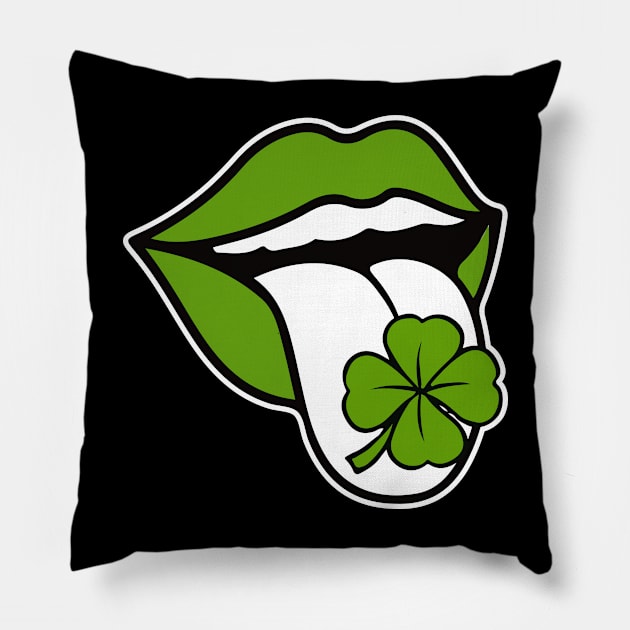 St. Patrick's Day Clover Tongue Pillow by For the culture tees