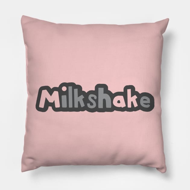 Strawberry Pink Milkshake Ultimate Gray Typography Pillow by ellenhenryart