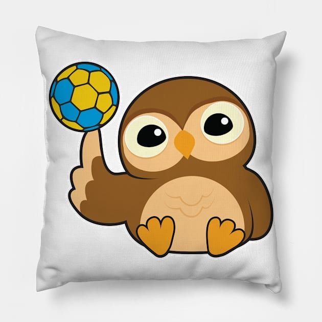 Owl as Handball player with Handball Pillow by Markus Schnabel