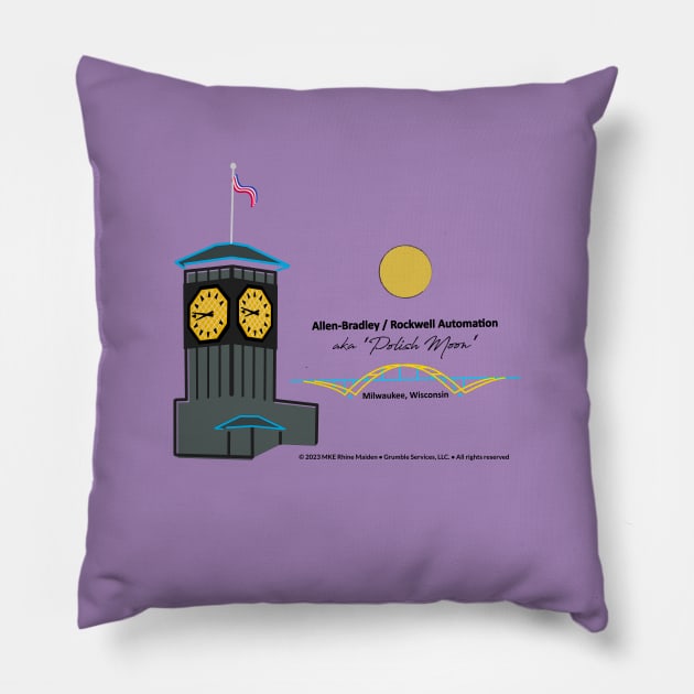 Rockwell Clock Tower • Polish Moon • MKE, WI Pillow by The MKE Rhine Maiden