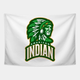 American Indian Green Logo Tapestry