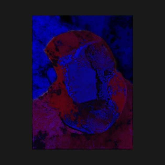 Portrait, digital collage and special processing. Weird. Man on street, face. Like in night dreams. Red and blue. by 234TeeUser234