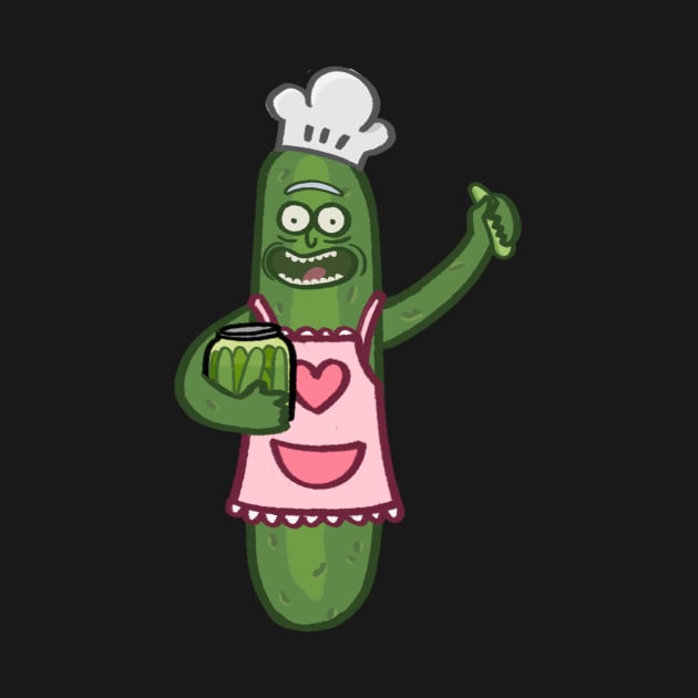 Chef pickle holding jar of pickles cartoon by ballooonfish