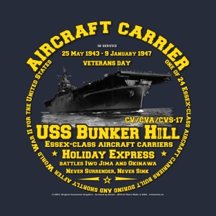 USS Bunker Hill CV-17 Aircraft Carrier Veterans T-Shirt