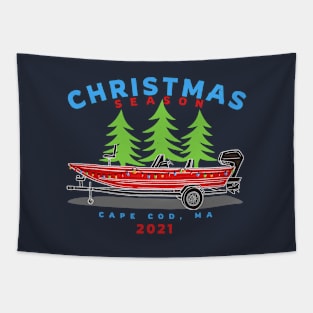 Christmas at Cape Cod Festive Boat Tapestry