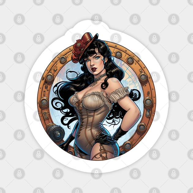 Atompunk Bettie Page Magnet by obstinator