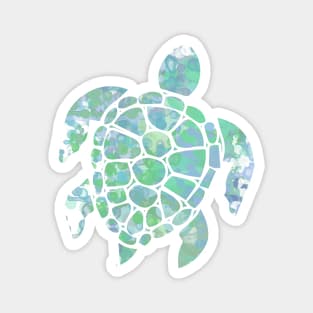 Sea Turtle Design in Blue and Green Paint Drops Pattern Magnet