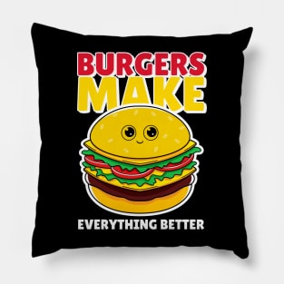 FUNNY Food Burger Time Quote Pillow