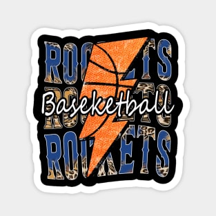 Graphic Basketball Rockets Proud Name Vintage Magnet