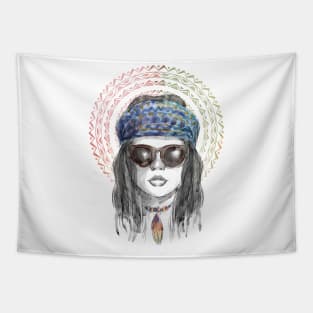 Indigenous Girl Artwork Tapestry