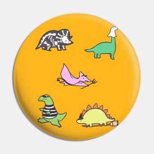 Dinosaurs in Costumes Pin