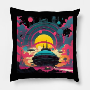 Vintage Atompunk aesthetic art Pillow