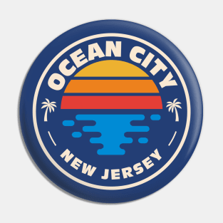 Retro Ocean City New Jersey Vintage Beach Surf Emblem Pin