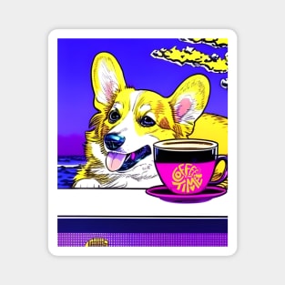 Corgi -  Short legs drinking coffee Magnet