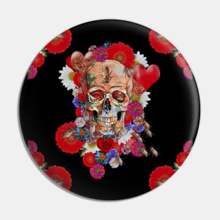 Skull Flower Power III Pin