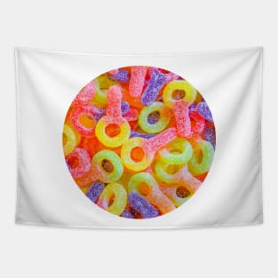 Gummy Sour Keys Candy Photograph Circle Tapestry