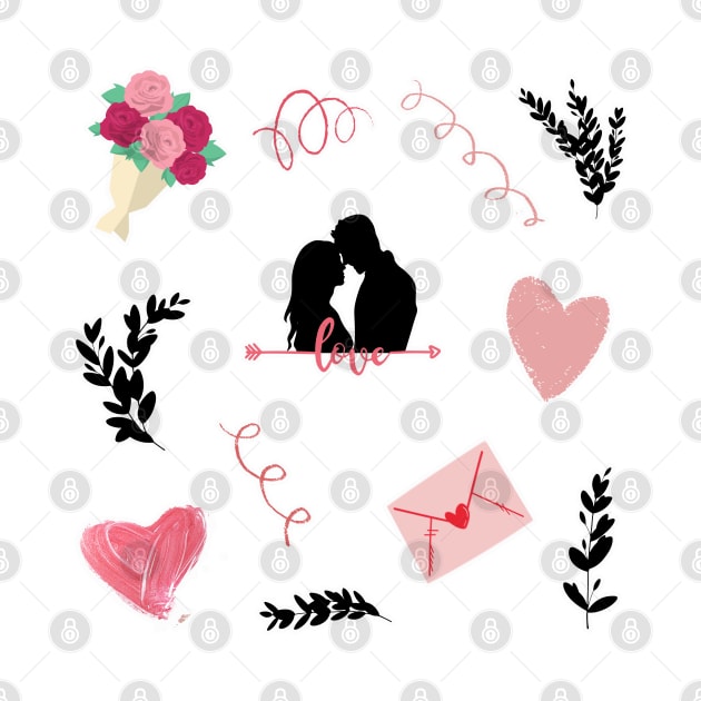 Love stickers valentines day pattern by BoogieCreates