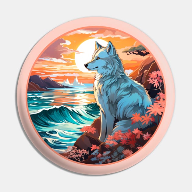 Wolf sunset calm Pin by Wolf Cove Creations