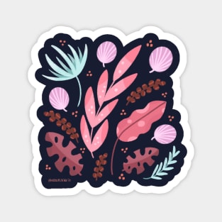 Tropical flower and leaves Magnet