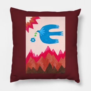 Peace bird and mountain Pillow