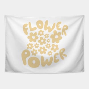 Flower power vintage retro beige white black florals Tapestry