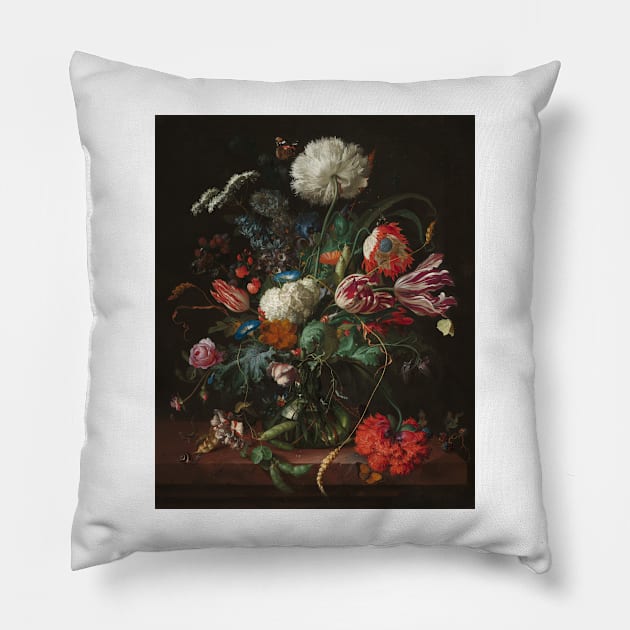 Vase of Flowers - Jan Davidsz de Heem Floral Painting Pillow by maxberube