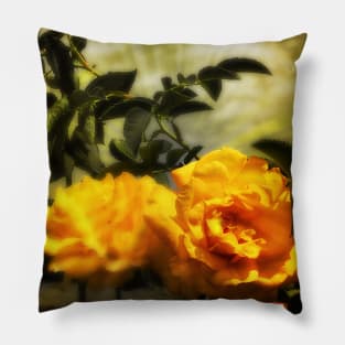 Yellow roses floral with angelic sky Pillow