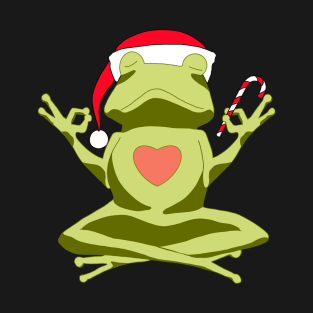 Santa Christmas Holiday Frog Meditating T-Shirt